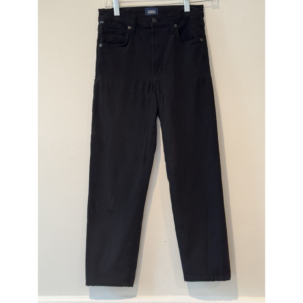 Citizens of Humanity Caia Black High Rise Straight  Premium Denim‎ Jeans 25 $228 - Picture 5 of 10